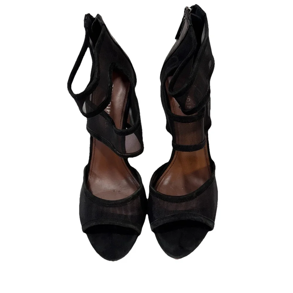 Donald J Pliner Adele‎ Women's Heel Sandals Black Mesh Zip Closure Women's 7.5M
